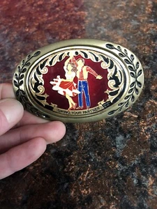 Solid Brass Heritage Belt Buckle AMINCO USA (SWING YOUR PARTNER) (LOOK) - Picture 1 of 2