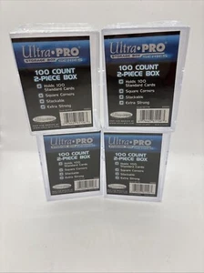 4 ULTRA PRO 100 COUNT CLEAR 2-PIECE CARD STORAGE BOXES Case Sport Trading Box!!! - Picture 1 of 5