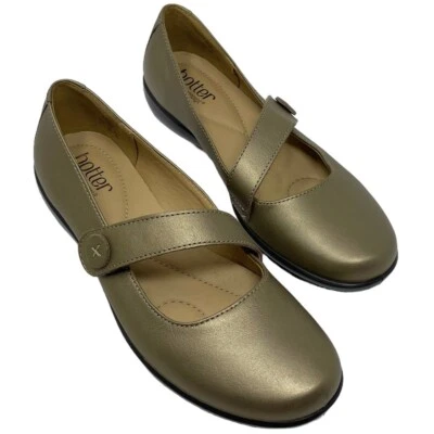 Zapatos planos Mary Jane de cuero dorado bronce pálido talla 8 1/2 "Robyn" para mujer Foto 1 de 4