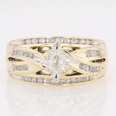 .38ctw Diamond Solitaire w/ Accents Engagement Ring 14k Yellow Gold Size 7.25   - Image 1 of 4