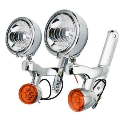 4.5" Turn Signals LED Spot Fog Light Bracket Fit For Harley Road King 1994-2023 - Image 1 of 4