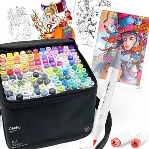 Ohuhu marker pen brush type 120 colors 121 Honolulu B Brush tip or fine type New - Picture 1 of 10