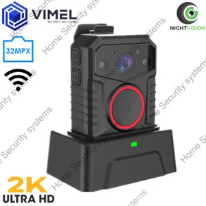 Police Camera Wireless Body Security Guard WIFI 32Mpx ULTRA HD 2K Wearable - Picture 1 of 12