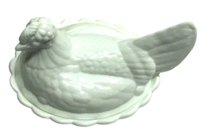 OLD Signed Large Fenton Hen on Nest 8.25" White Milk Glass Split Tail Large Nice - Picture 1 of 7