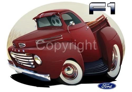 1948 Ford F1 Pickup Truck Tshirt #6732 Cartoontees vintage antique auto art - Image 1 of 1