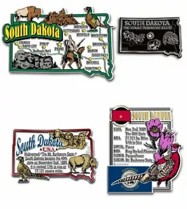 South Dakota vierteiliges State Magnet Set von Classic Magnets, enthält 4 Designs - Bild 1 von 3