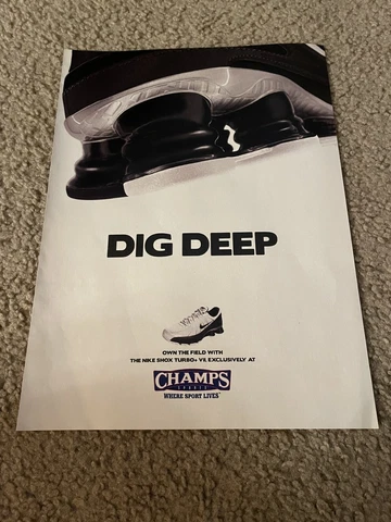 Vintage NIKE SHOX TURBO+ VII Shoes Champs Poster Print Ad "DIG DEEP" Cover