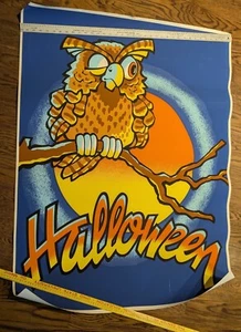 vintage HALLOWEEN OWL POSTER HUGE 36" x48" promo grocery store holiday ad sign - Picture 1 of 2