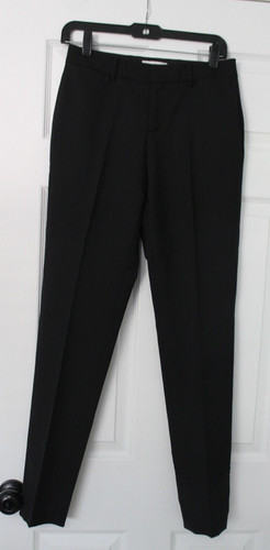 Pantaloni da donna neri Coach taglia 2 misto lana pantaloni piatti di design anteriori