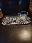 Anchor Hocking Colonial Lady 'Circles' Clear Glass Snack Tray And Cup Set