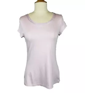 Banana Republic Lilac Scoopneck T Shirt S Raw Layered Edge Very Soft Stretch - Picture 1 of 9