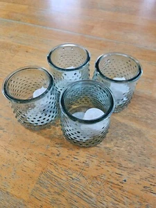 Lot of 4 glass votives with battery operated candles - Picture 1 of 2
