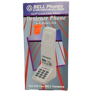 Vintage Northwestern Bell Telefony Białe GLP Designerski telefon Z budzikiem X-0596B - Zdjęcie 1 z 8