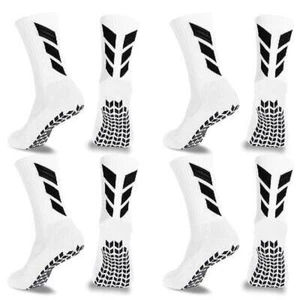 Grip Socks Soccer Sock Men Non Slip Anti 6-12, 4 Pairs/White - Picture 1 of 6