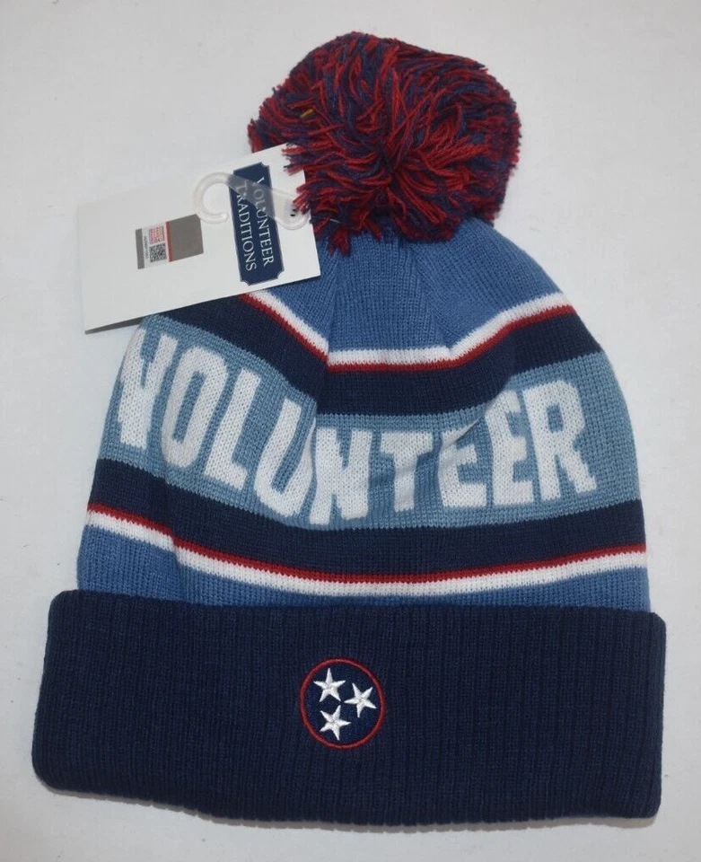 Volunteer Traditions Tristar Toboggans Blue Red Navy Pom Beanie Stocking Cap - Image 1 of 4