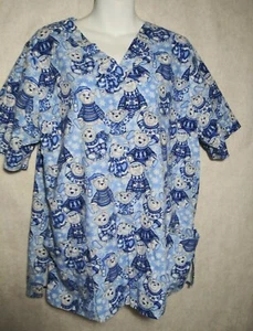 G.A.L.S. of California Christmas Bears Women's Scrub Top Measurements Below  - Picture 1 of 7