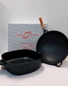 MAGIC COOKER Padella Wok Vulkanica E Pentola/lasagnera Quadrata Da 33cm NUOVE - Foto 1 di 10