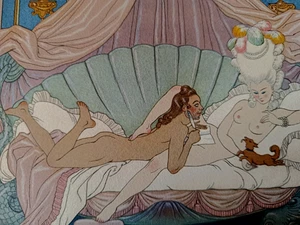 George Barbier LE DIVAN COQUILLAGE Gravure Pochoir édition originale 1934 - Imagen 1 de 6