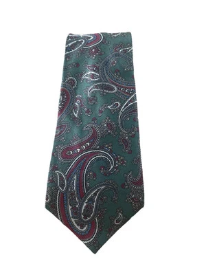 Corbata de Colección Claybrooke Diseñador 100% Seda Verde Azul Paisley Cuello Años 80 90 Retro Foto 1 de 4