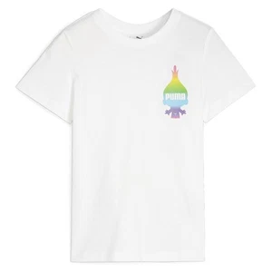 PUMA Tro Graphic Crew Neck Short Sleeve T-Shirt Boys White Casual Tops 62481602 - Picture 1 of 2