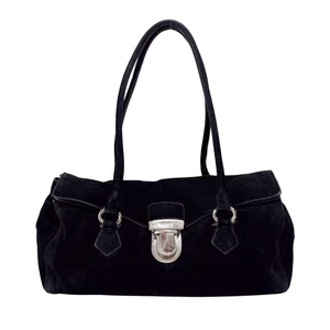 Borsa a tracolla PRADA in camoscio nero - Foto 1 di 19