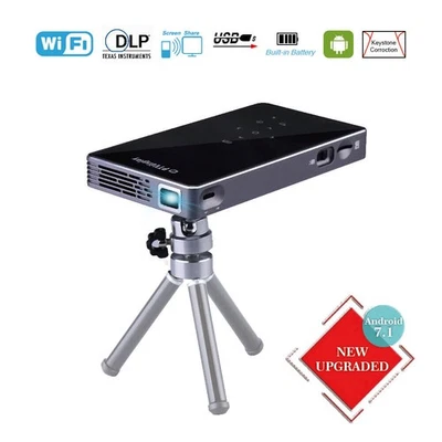 FHD 4K Smart DLP Mini Projector Android WiFi Bluetooth 2+32G Heimkino Beamer DHL - Bild 1 von 4