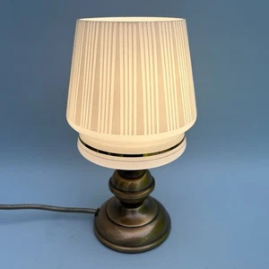 Vintage Brass Effect Table Lamp With Mid Century Glass Shade Retro Home Lighting - Picture 1 of 14