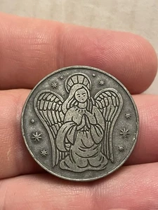 Guardian Angel Token Ornate Metal Watch Over and Protect Us - Picture 1 of 2