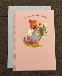 Hallmark Greeting Card Get Well Wishes Teddy Bear Thinking Of You Mary Hamilton - Picture 1 of 7