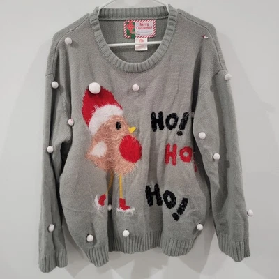 Suéter de Navidad Feo para Mujer Talla XL Pollo Ho Ho Pom Pom Foto 1 de 4