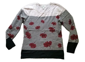Appleseed's Damen Langarm Oberteil Bluse gestreift Blumen Größe S - Bild 1 von 4