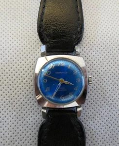 Orologio Bulova Caravelle Donna 17 Jewel N3 Quadrante Blu Western Cinturino Pelle Nero - Foto 1 di 7
