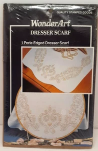 WonderArt "Fleur De Lis" Dresser Scarf Stamped Cross 1347 NEW - Picture 1 of 4