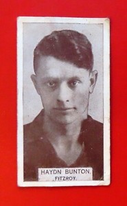 1933 WILLS VFL Cigarette Card:  HAYDN  BUNTON  (Fitzroy)  #48