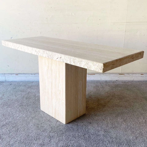 Italian Polished Travertine Console Table by Stone International Cover
