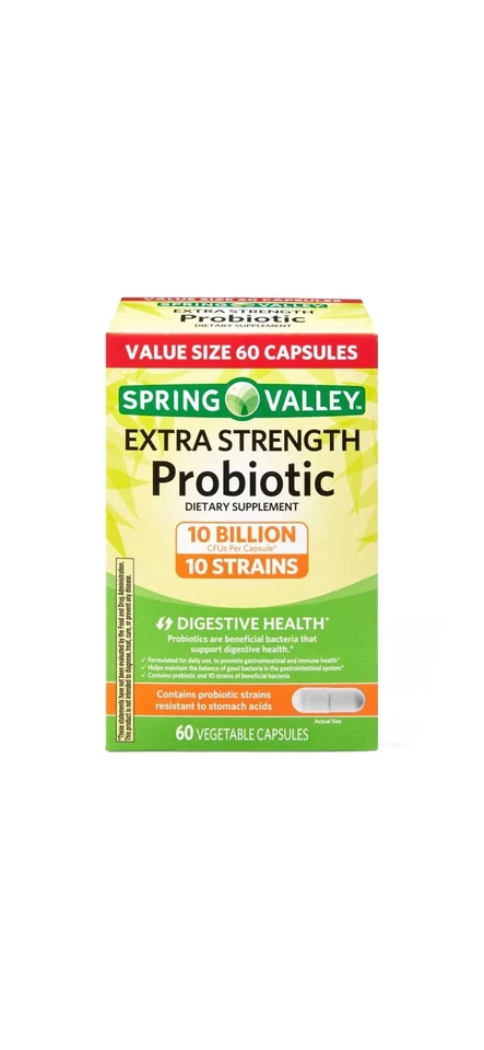 Cápsulas vegetales probióticas Spring Valley Extra Strength, 60 unidades Foto 1 de 1