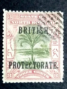 North Borneo 1901-1905 Overprint British Protectorate Sago Palm 3c - 1v Used - Picture 1 of 2