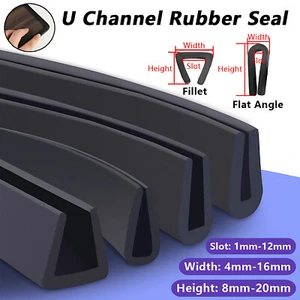 Edge Protection Frame Profile Rubber U Channel Seal Black Sealing Strip 1mm-12mm - Picture 1 of 11