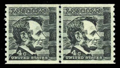 US #1303 4¢ Lincoln line pair LP, "VF-XF 85" OG NH MNH, PSE graded (2016) - Image 1 of 3