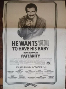 PATERNITY, BURT REYNOLDS rare 1981 NYC MOVIE PREMIER PRINT AD 7x11" - Picture 1 of 1