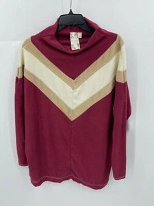 Blue Pepper Sweater Womens Large Maroon Ivory Chevron Stripe Varsity Pullover - Picture 1 of 6