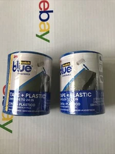 Scotch Blue Painter’s Tape + Plastic w/ Dispenser 2ftx90ft SEALED! Lot Of 2 - Picture 1 of 4