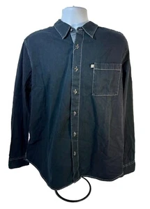 DKNY Button Up Shirt Men Large Long Sleeve Collar Dark Denim NWT Style#KBRU6052 - Picture 1 of 24
