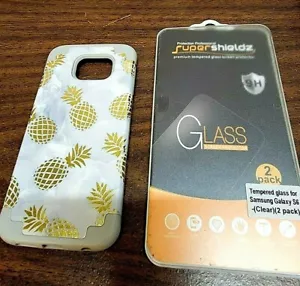 Funda de piña Samsung Galaxy S6 y 1 nuevo kit transparente de vidrio templado ¡excelente! - Imagen 1 de 5