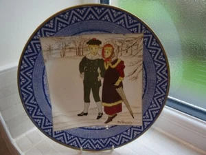 V. seltene antike Wedgholzplatte Monate des Jahres - Februar - Bild 1 von 6