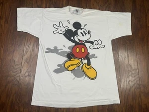 Vintage Mickey Mouse T-Shirt Pie Eye Disney Einzelnaht Large weiß D6 - Bild 1 von 13