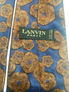 Lanvin cravatta tie necktie 100% seta silk blu blue bronzo floreale A507 - Foto 1 di 5