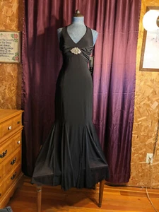 *Roberta Long Black Formal Dress Size S NWT $129 Closet207* - Foto 1 di 8