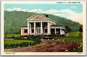 Vintage Corning New York NY Country Club 1930er Leinen Ansicht Postkarte - Bild 1 von 2