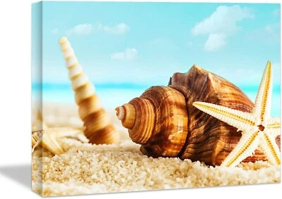 Canvas Wall Art  Nature Love Scene Painting Wall Deco Print Ready to Hang Beach - Image 1 of 4